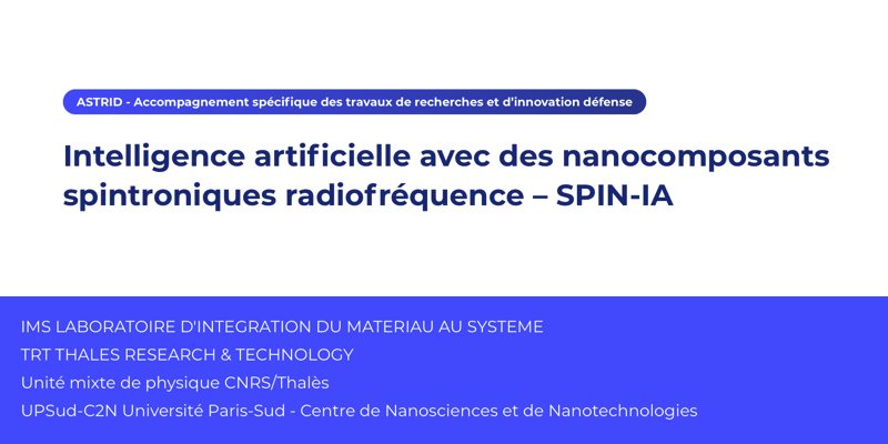 Le projet Astrid SPIN-IA - Intelligence artificielle avec des nanocomposants spintroniques radiofréquence