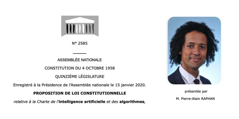 Découvrez la proposition de loi constitutionnelle relative à la Charte de l’intelligence artificielle et des algorithmes déposée à l'Assemblée Nationale