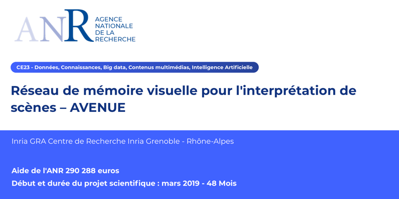 Projet financé ANR : Réseau de mémoire visuelle pour l'interprétation de scènes – AVENUE