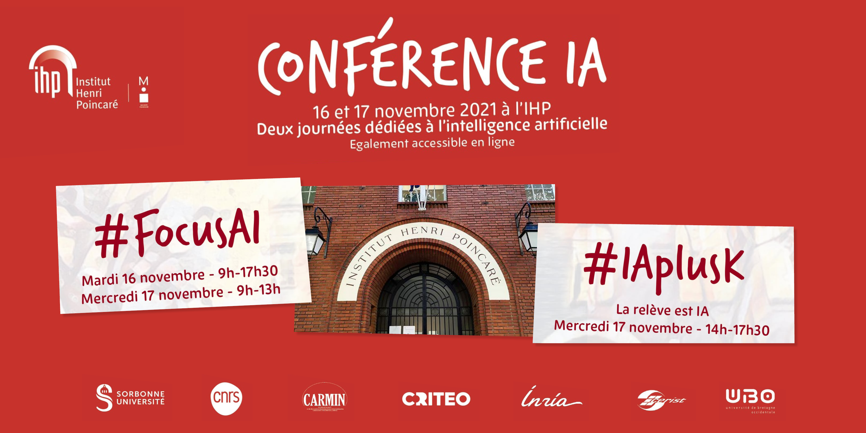 Rendez-vous les 16 et 17 novembre 2021 pour #FocusAI organisé par l’Institut Henri Poincaré