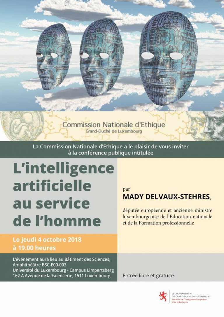 La Commission nationale d’éthique luxembourgeoise organise une conférence intitulée “L’intelligence artificielle au service de l’homme”