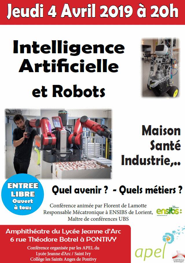 Conférence de l’APEL: “intelligence artificielle et robots” au Lycée Jeanne-d’Arc de Pontivy