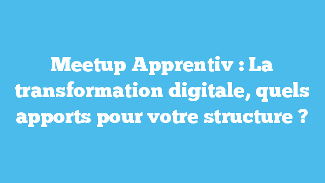 Meetup Apprentiv : La transformation digitale, quels apports pour votre structure ?